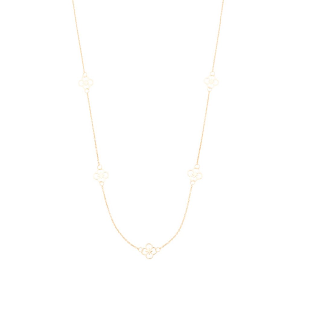 Golden Clef Gold Made In Italy 14kt Gold Clover Necklace